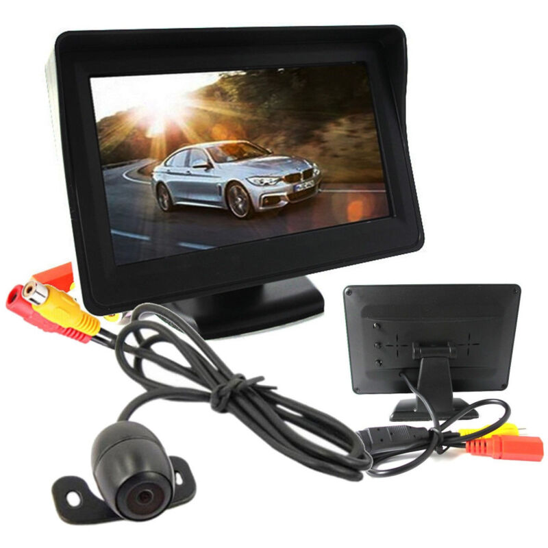 foto del prodotto trade shop traesio kit telecamera retromarcia monitor 4,3 tft lcd staffata cablata auto camper 