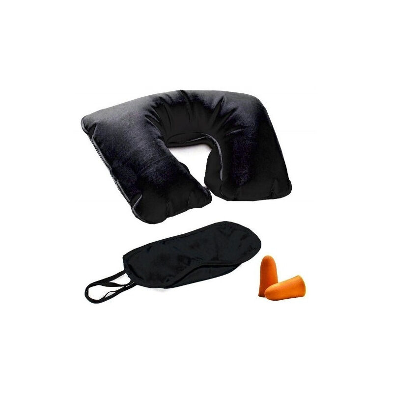 foto del prodotto trade shop traesio kit travel sleppy da 3 pz. cuscino da viaggio, mascherina e tappi orecchie 