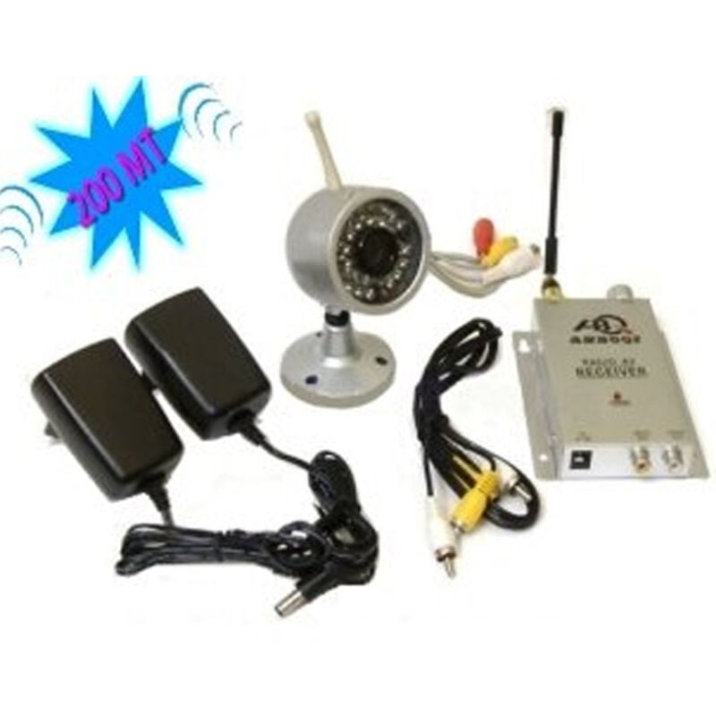 foto del prodotto trade shop traesio kit videosorveglianza wireless ricevitore 200 mt. con telecamera infrarossi 