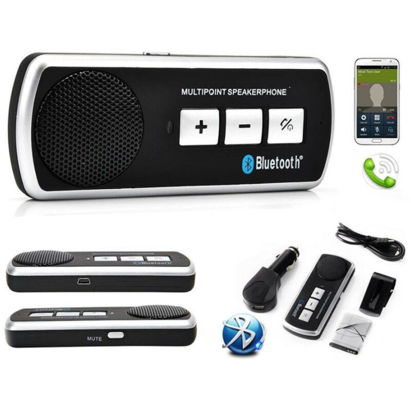 foto del prodotto trade shop traesio kit vivavoce bluetooth auto multipoint universale smartphone tablet b.t. v3 