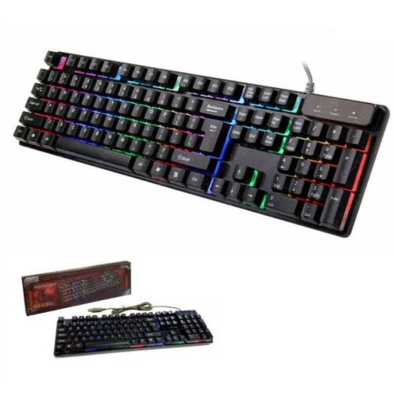 foto del prodotto trade shop traesio kr6300 tastiera gaming led keyboard retro illuminata multicolor rgb pc 