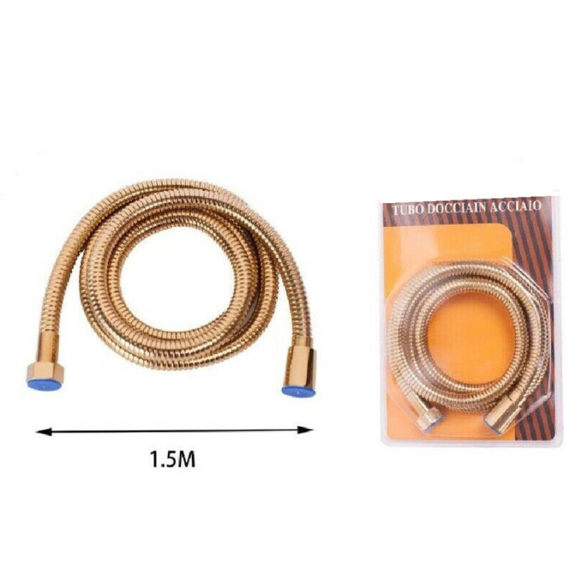 foto del prodotto trade shop traesio laccio tubo flessibile doccia acciaio dorato universale lunghezza 1,5 mt 