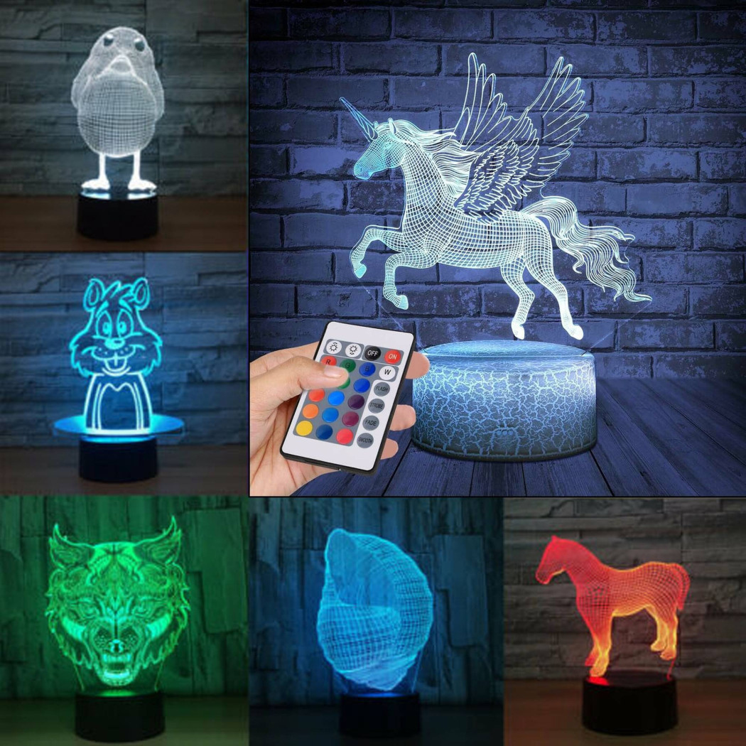 foto del prodotto trade shop traesio lampada a led rgb acrilico personalizzata effetto 3d telecomando decorativa casa altezza h max 30 cm 