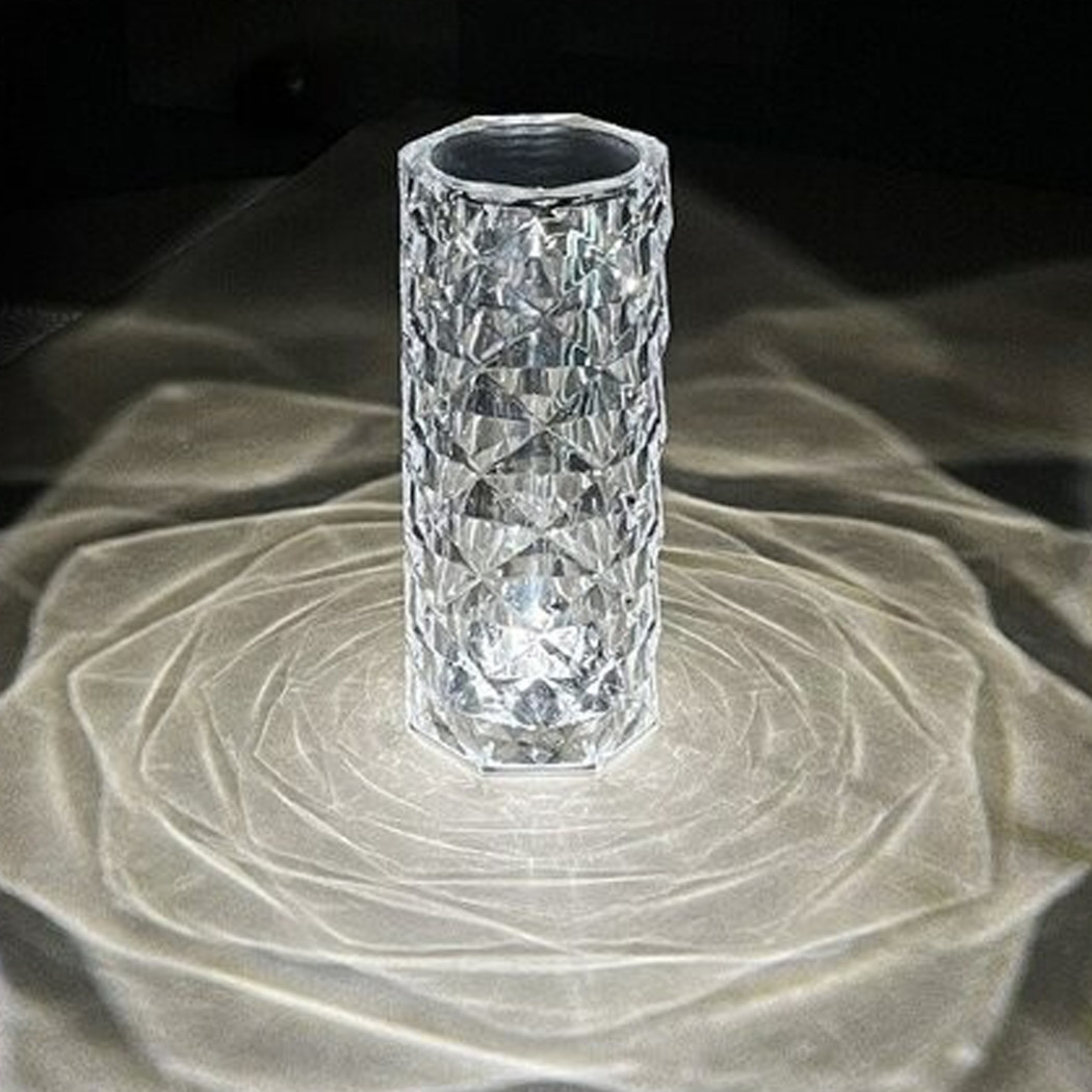 foto del prodotto trade shop traesio lampada cristallo touch da tavolo a batterie ricaricabile usb effetto luce fiori 