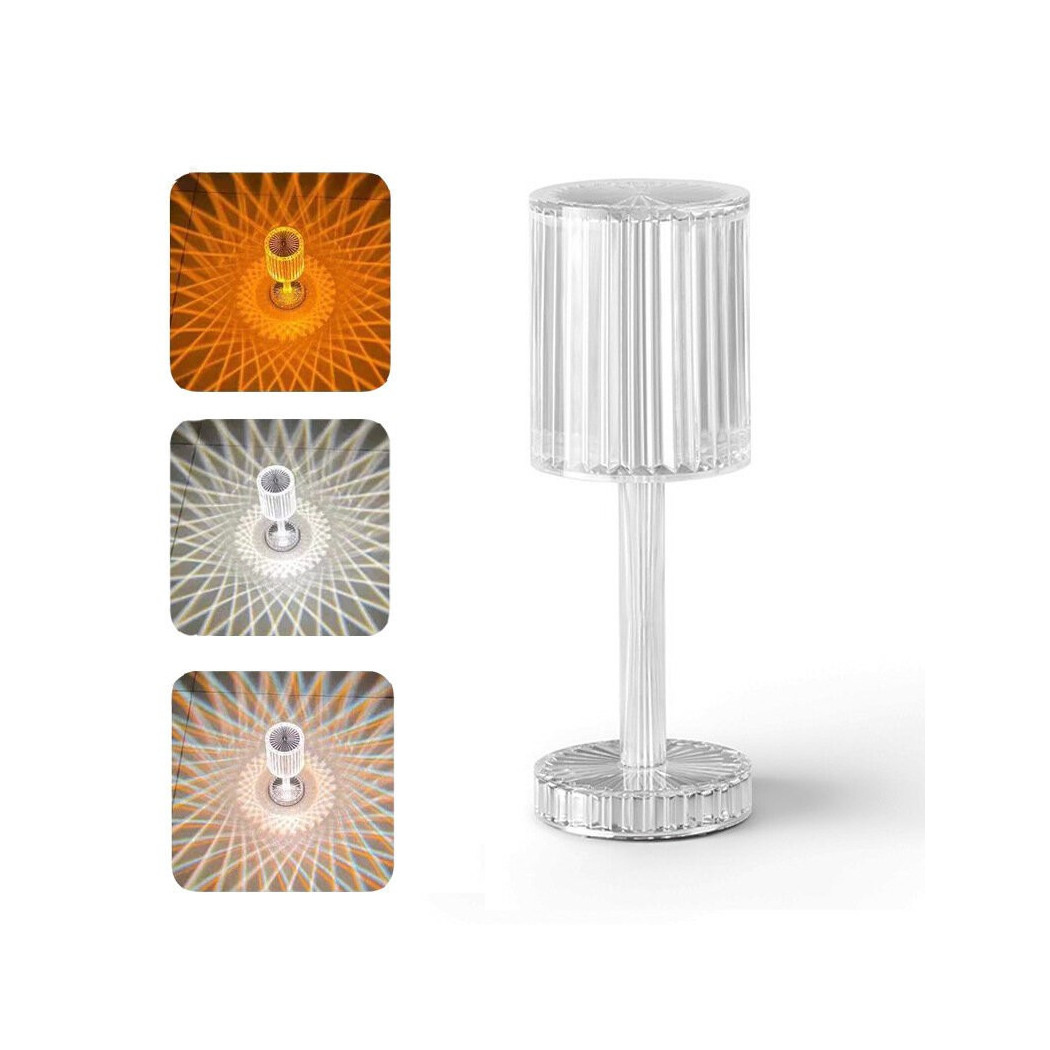 foto del prodotto trade shop traesio lampada cristallo touch da tavolo a batterie ricaricabile usb luce dimmerabile 