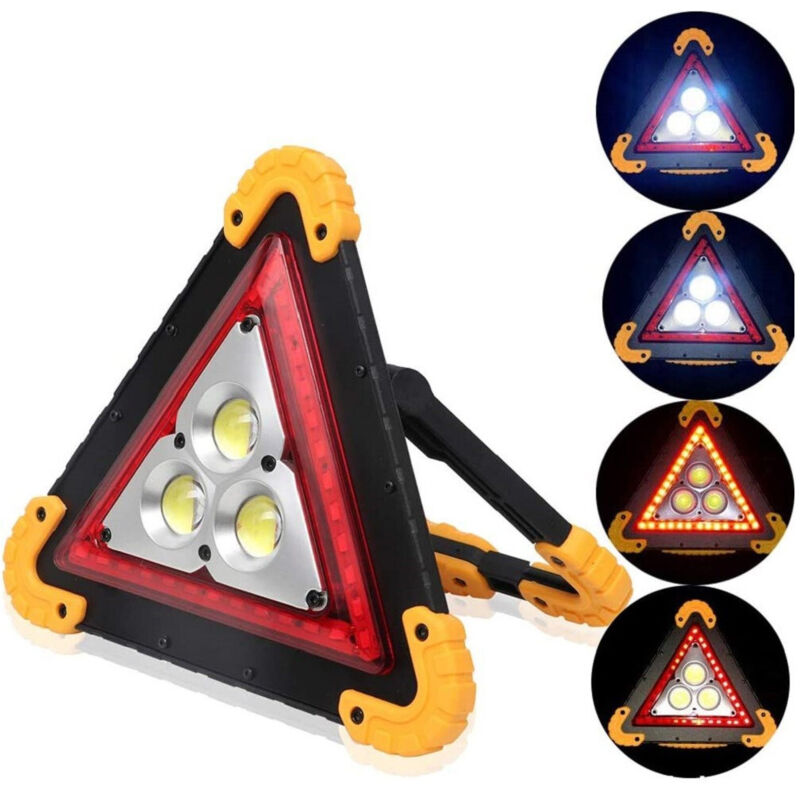 foto del prodotto trade shop traesio - lampada da lavoro portatile led torcia emergenza triangolo cob ricaricabile 30w -