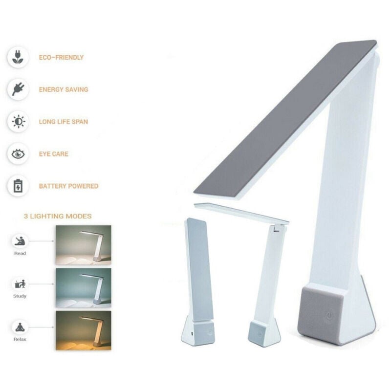 foto del prodotto trade shop traesio lampada da scrivania 15 led 4w pieghevole luce bianca neutra gialla u12b 