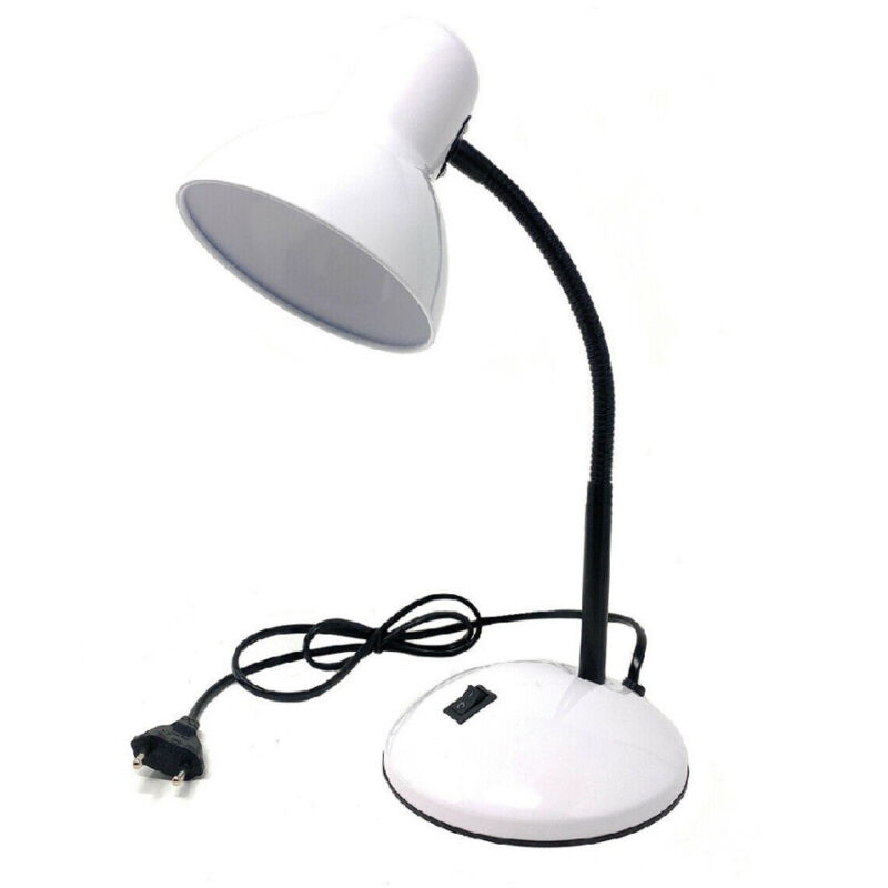foto del prodotto trade shop traesio lampada da scrivania con braccio flessibile luce lume tavolo per cameretta color bianco