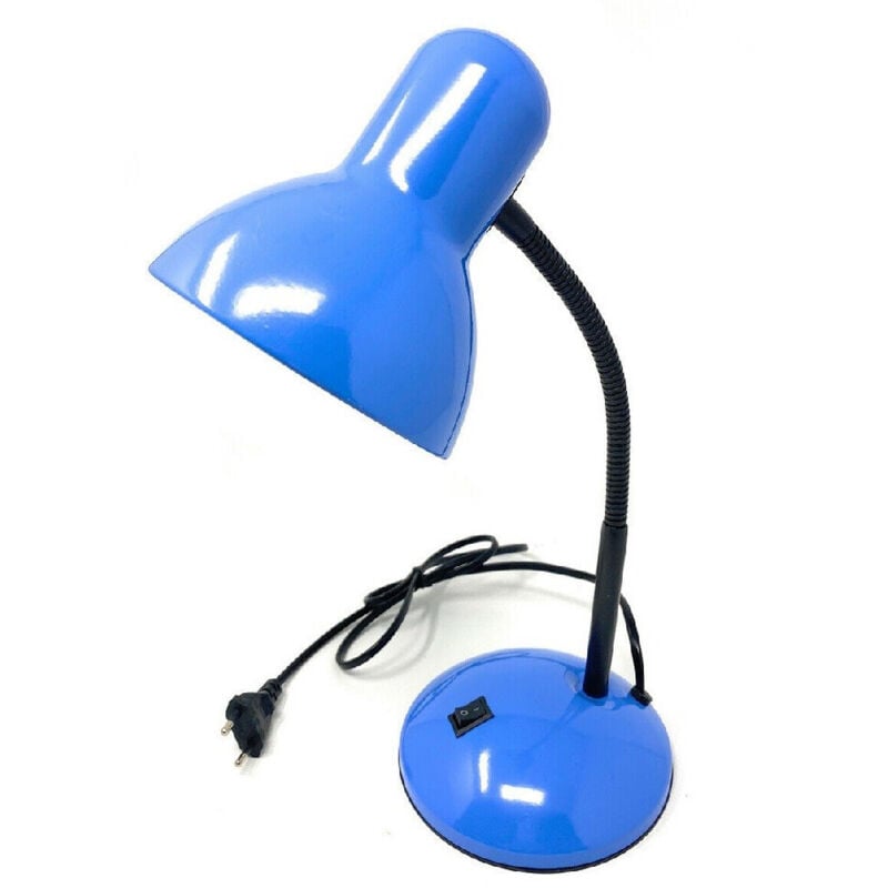 foto del prodotto trade shop traesio lampada da scrivania con braccio flessibile luce lume tavolo per cameretta color blu