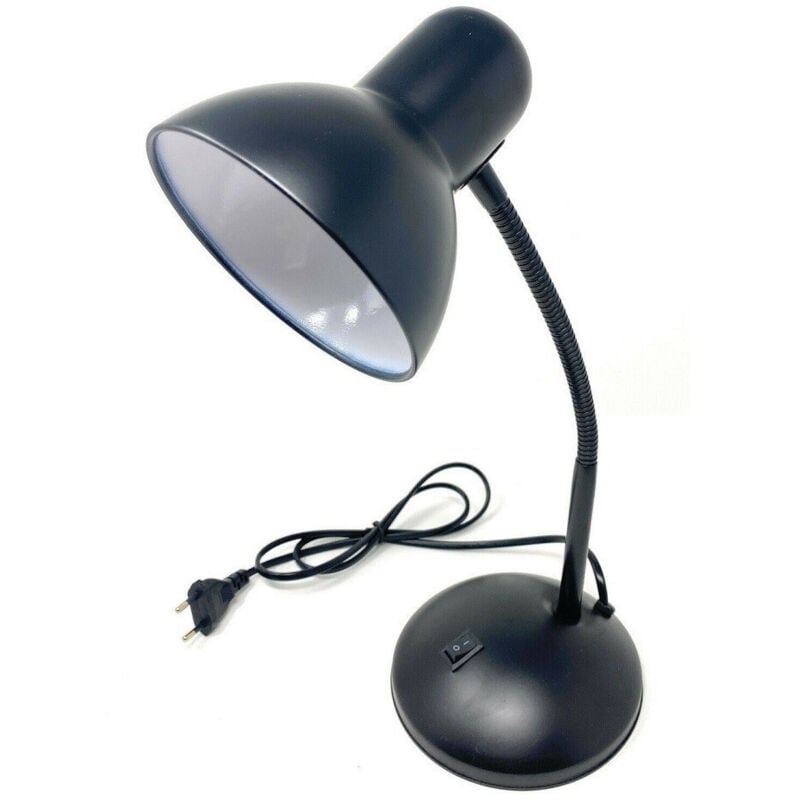 foto del prodotto trade shop traesio lampada da scrivania con braccio flessibile luce lume tavolo per cameretta color nero
