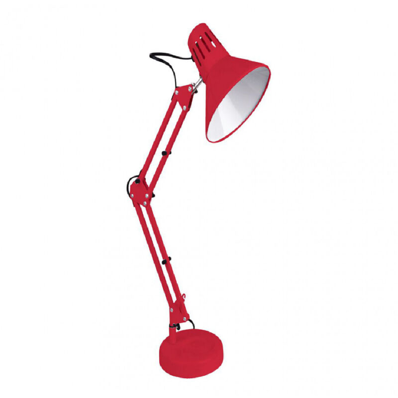 foto del prodotto trade shop traesio - lampada da scrivania con braccio snodabile attacco e27 luce tavolo per ufficio - rosso