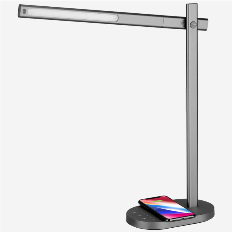 foto del prodotto trade shop traesio lampada da scrivania luce led 6 intensit 10w 3 colori bianco protezione occhi 