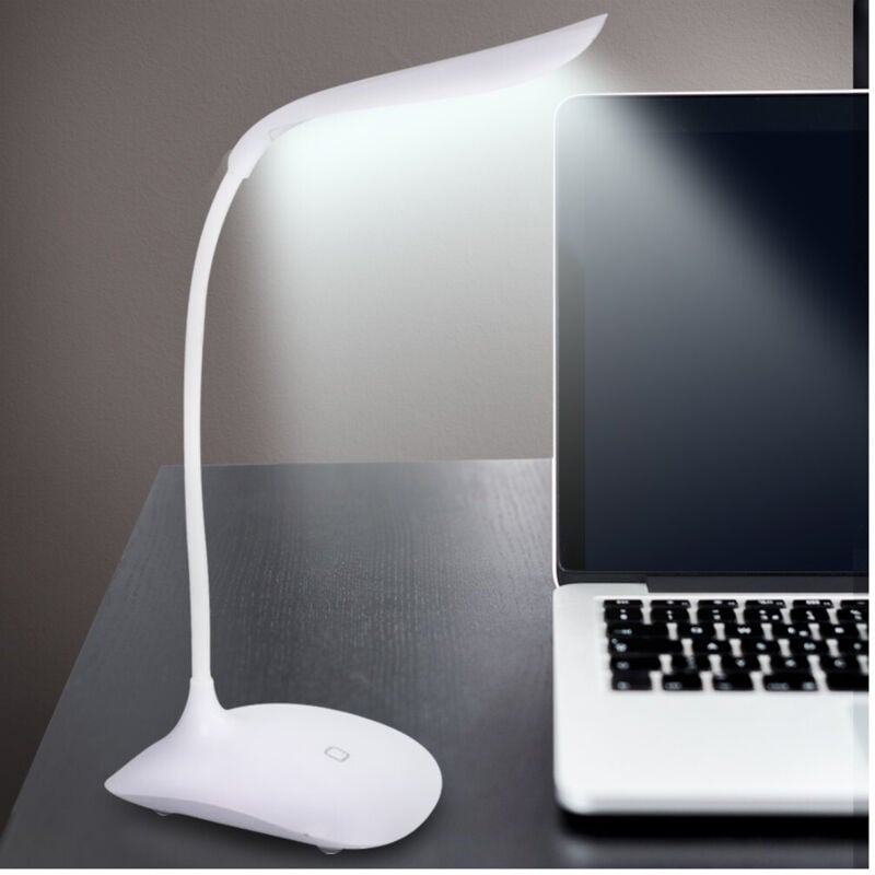 foto del prodotto trade shop traesio - lampada da scrivania touch 14 led bianco luce regolabile e collo ergonomico -