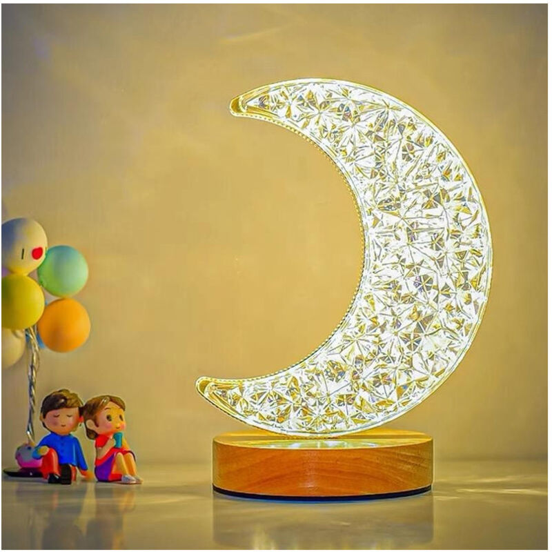 foto del prodotto trade shop traesio lampada da tavolo a forma di luna ricaricabile usb touch e 3 intensit di luce 