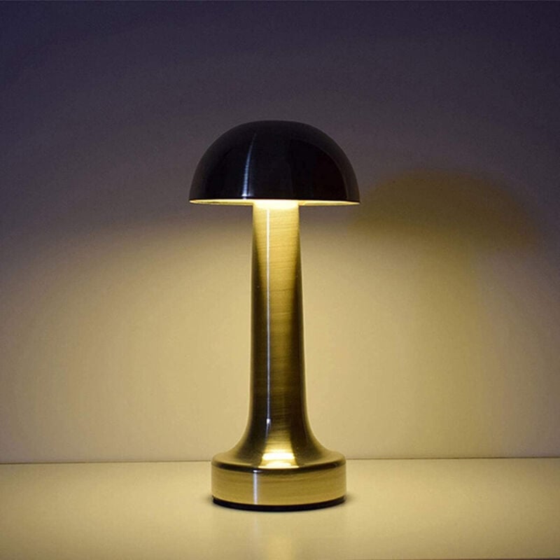 foto del prodotto trade shop traesio lampada da tavolo effetto bronzo ricaricabile usb lume luce calda per bar locali 
