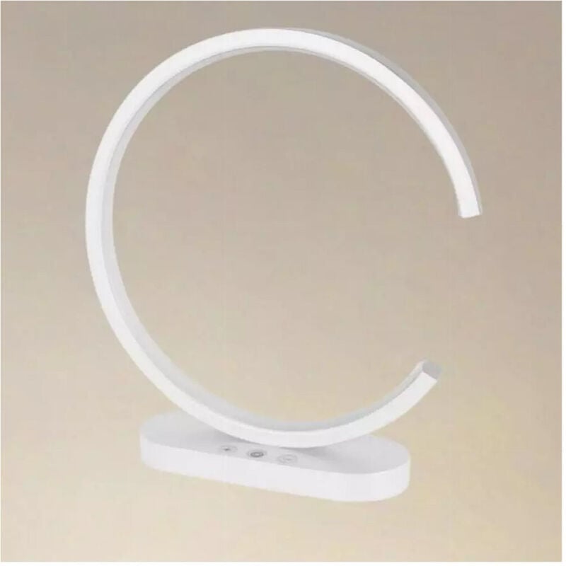 foto del prodotto trade shop traesio - lampada da tavolo led 12w design curva bianco touch scrivania comodino ip20 32736 -