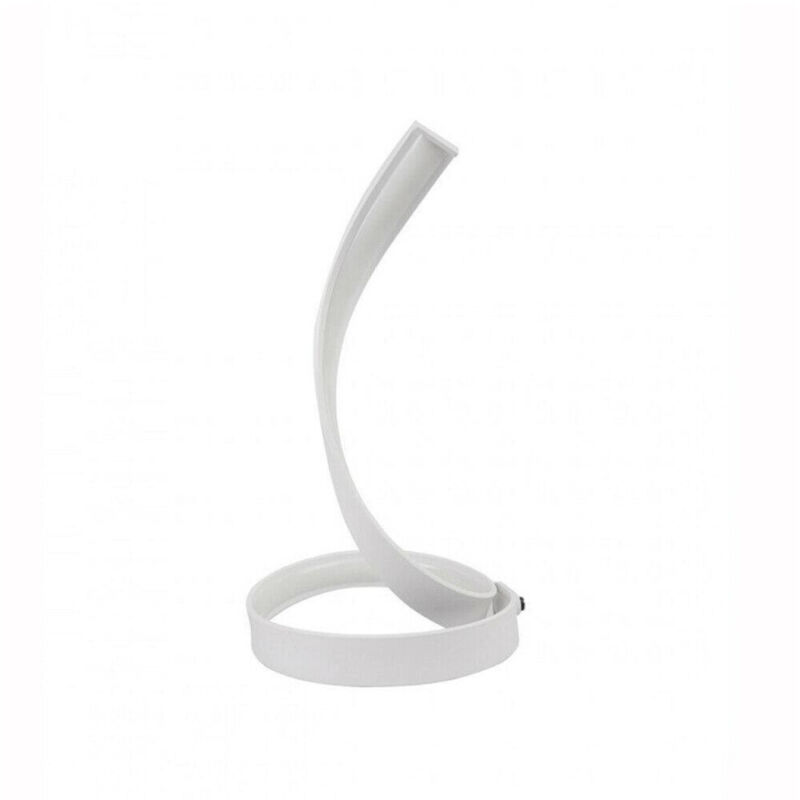 foto del prodotto trade shop traesio lampada da tavolo led moderna a spirale curva 12watt luce da comodino bianca d05 bianco freddo 