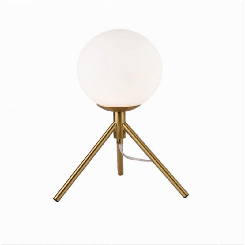 foto del prodotto trade shop traesio lampada da tavolo minimalista bronzo treppiedi con sfera lume abat jour g9 d35 