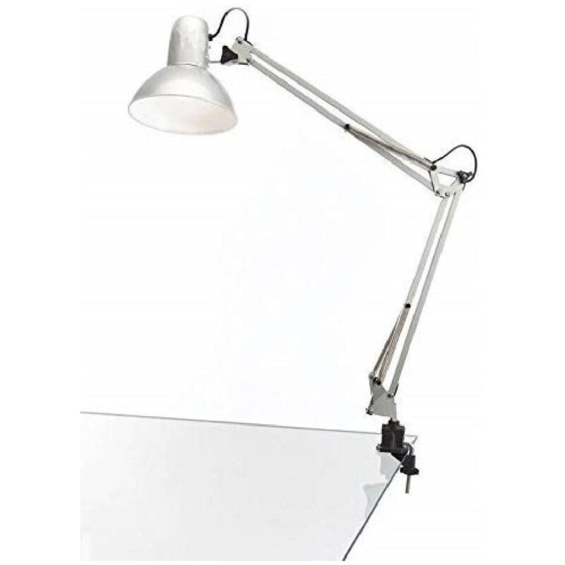 foto del prodotto trade shop traesio - lampada da tavolo scrivania braccio snodato base clip 33x33cm estetista manicure -