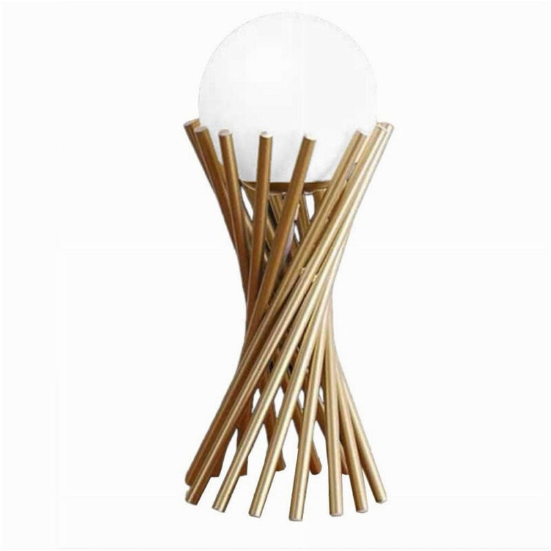 foto del prodotto trade shop traesio lampada da tavolo tubolare minimalista in metallo bronzo con sfera vetro g9 d32 