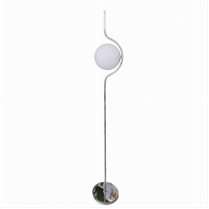 foto del prodotto trade shop traesio - lampada da terra argento con sfera vetro bianco piantana e27 design moderno 33900 -