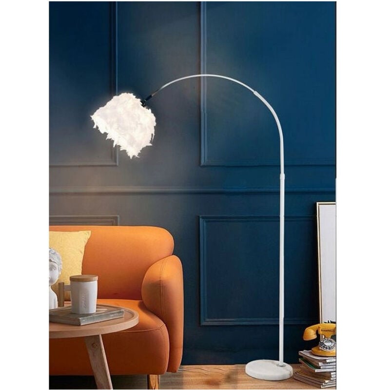 foto del prodotto trade shop traesio lampada da terra in metallo piuma attacco e27 max.60w 185x110 cm bianco rosa d26 bianco