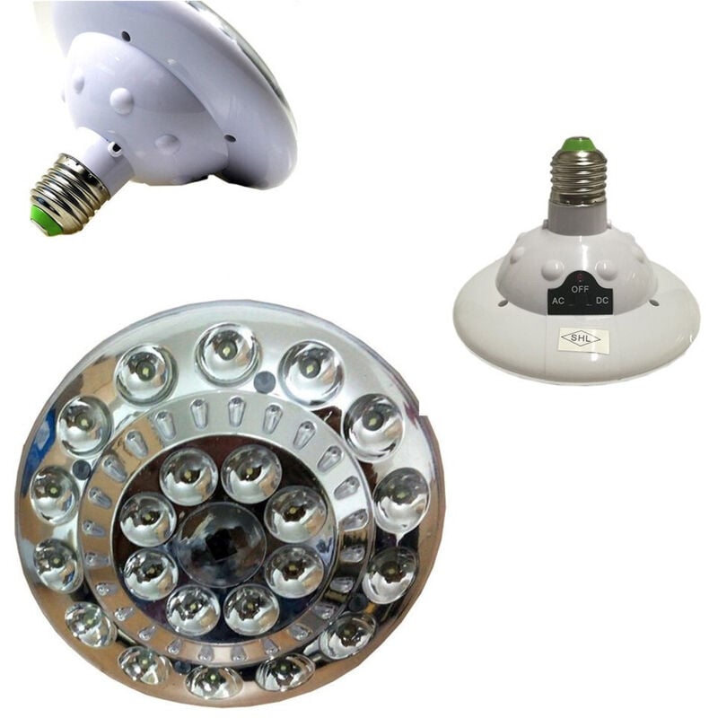 foto del prodotto trade shop traesio - lampada di emergenza alta luminosità a 22 led presa elettrica e27 jl678-2 -