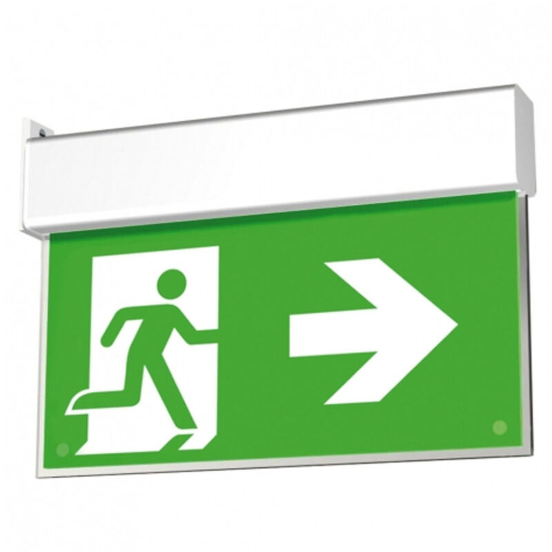 foto del prodotto trade shop traesio lampada di emergenza led omino freccia destra 3w luce sicurezza con plafoniera 