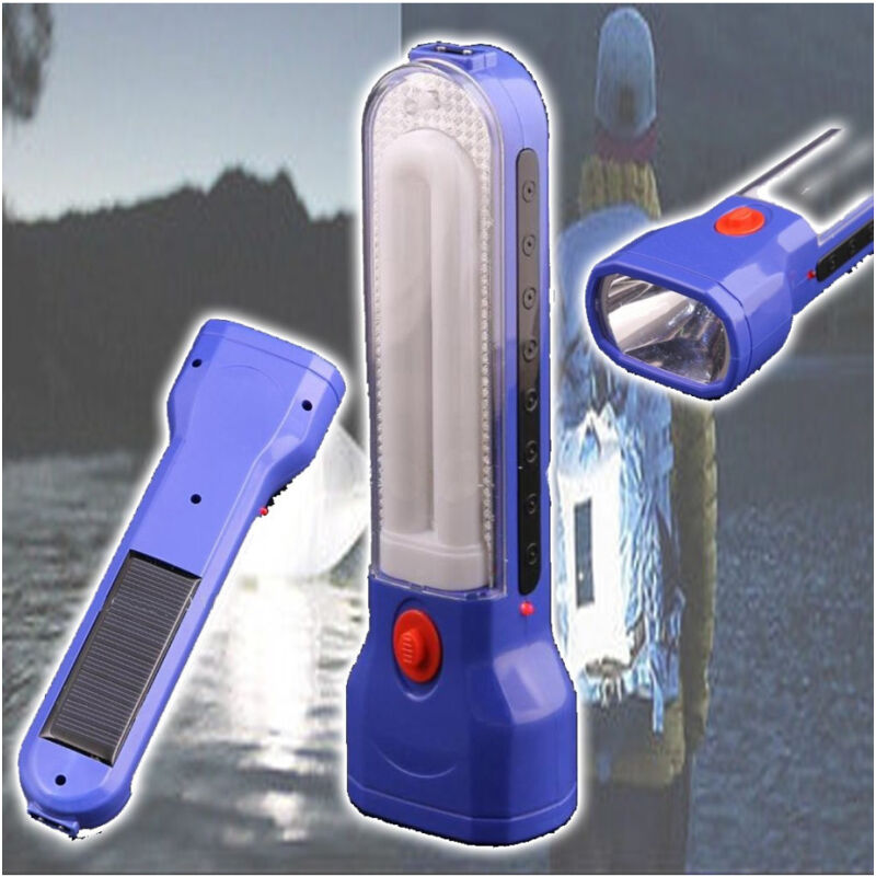 foto del prodotto trade shop traesio lampada di emergenza ricaricaricabile portatile a led neon con pannello solare 