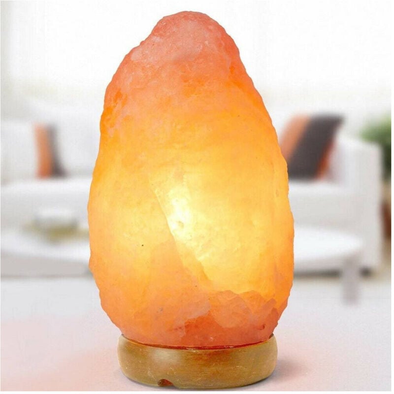 foto del prodotto trade shop traesio - lampada di sale himalaya salgemma grezza 700gr luce led da tavolo a batteria -