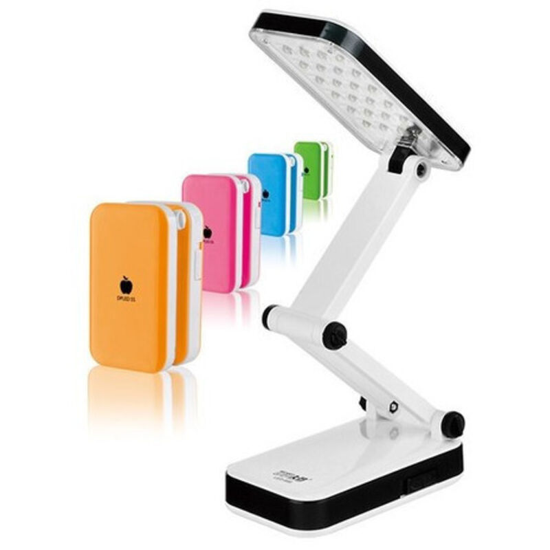 foto del prodotto trade shop traesio - lampada emergenza ricaricabile pieghevole 24 led luce bianca da tavolo -