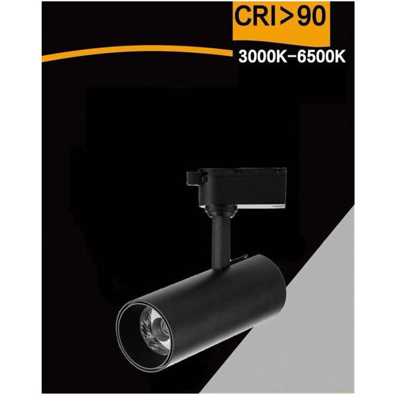 foto del prodotto trade shop traesio lampada faretto led per binario monofase 30w luce cct ip20 bianco nero sl 30w 3c nero