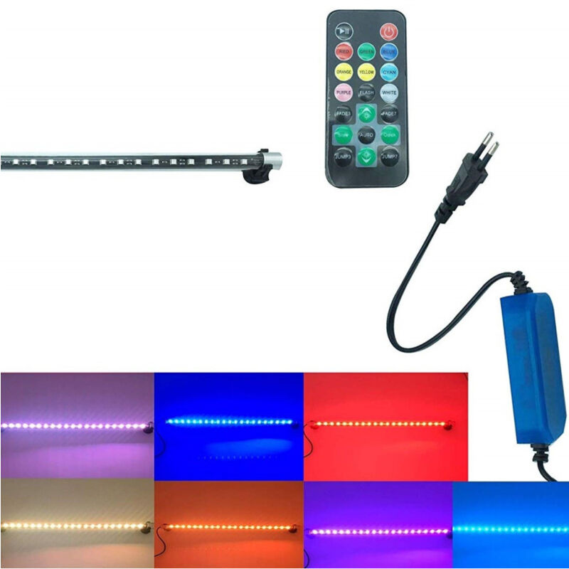 foto del prodotto trade shop traesio lampada immersione decorativa t4 led rgb telecomando acquari 25 cm 1.5 w ventose 