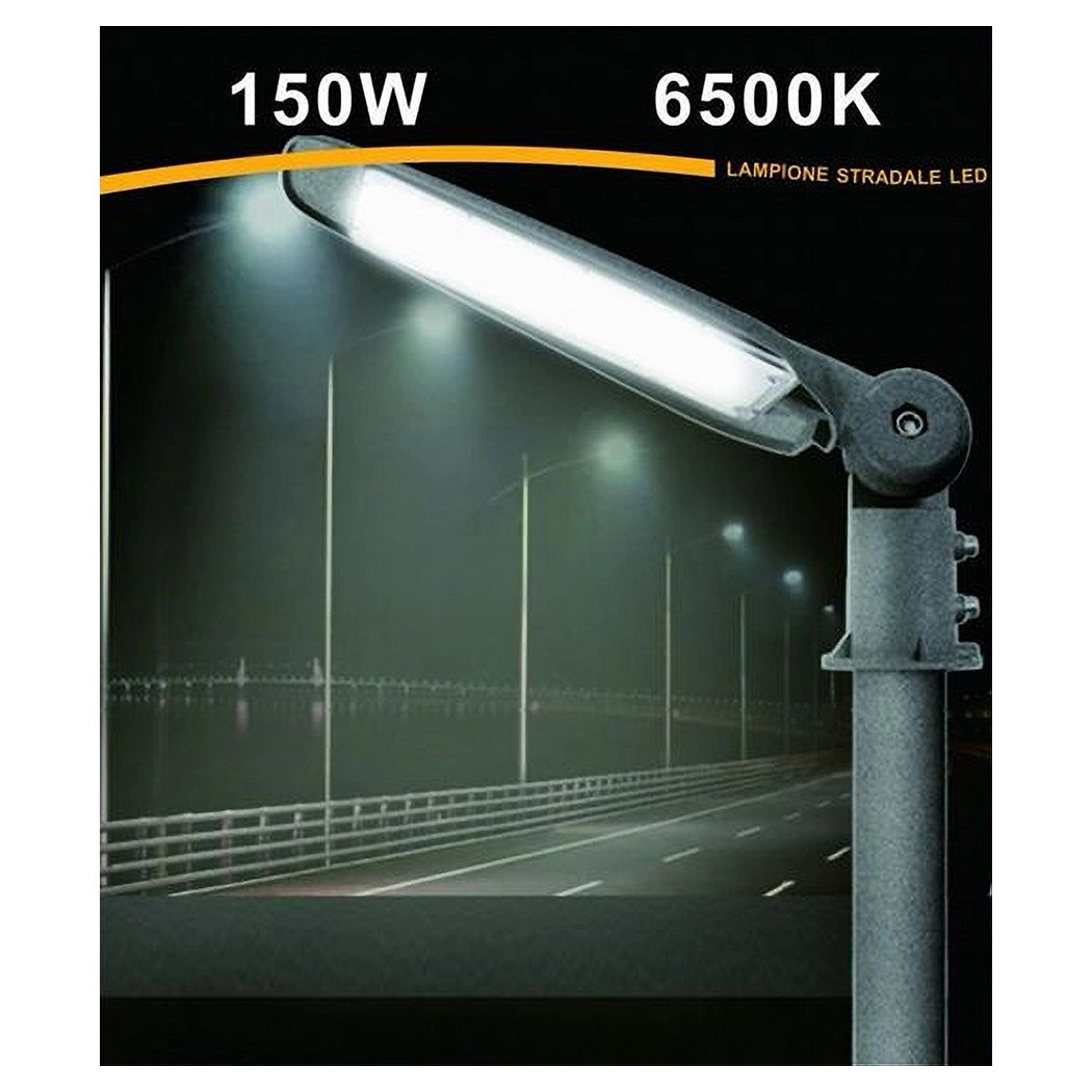 foto del prodotto trade shop traesio lampada inclinabile led lampione stradale faro esterno 150watt luce 6500k lp 150 