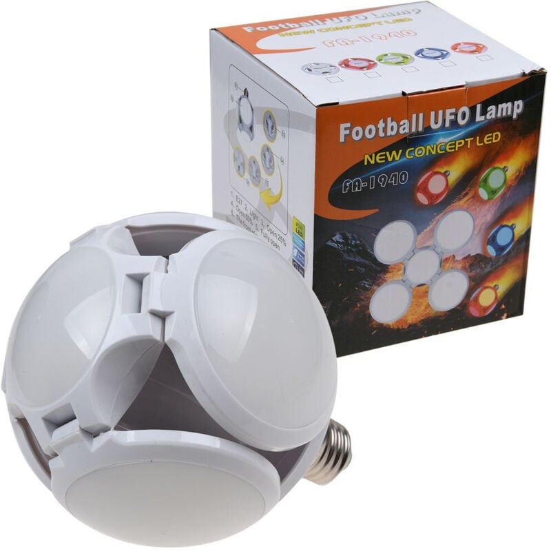 foto del prodotto trade shop traesio lampada lampadario deformabile led 40w 6800k 5 vie bianca attacco e27 ufo palla 