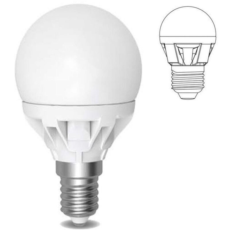 foto del prodotto trade shop traesio lampada led 6w watt e14 490 lumen bianco caldo 3000 k sfera globo opaca bianco freddo 