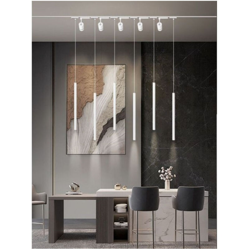 foto del prodotto trade shop traesio lampada led a sospensione 3w cilindro per binario track monofase proiettore lp 79 bianco