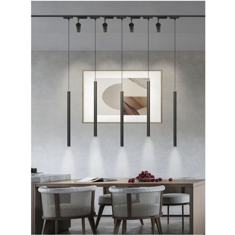 foto del prodotto trade shop traesio lampada led a sospensione 3w cilindro per binario track monofase proiettore lp 79 nero