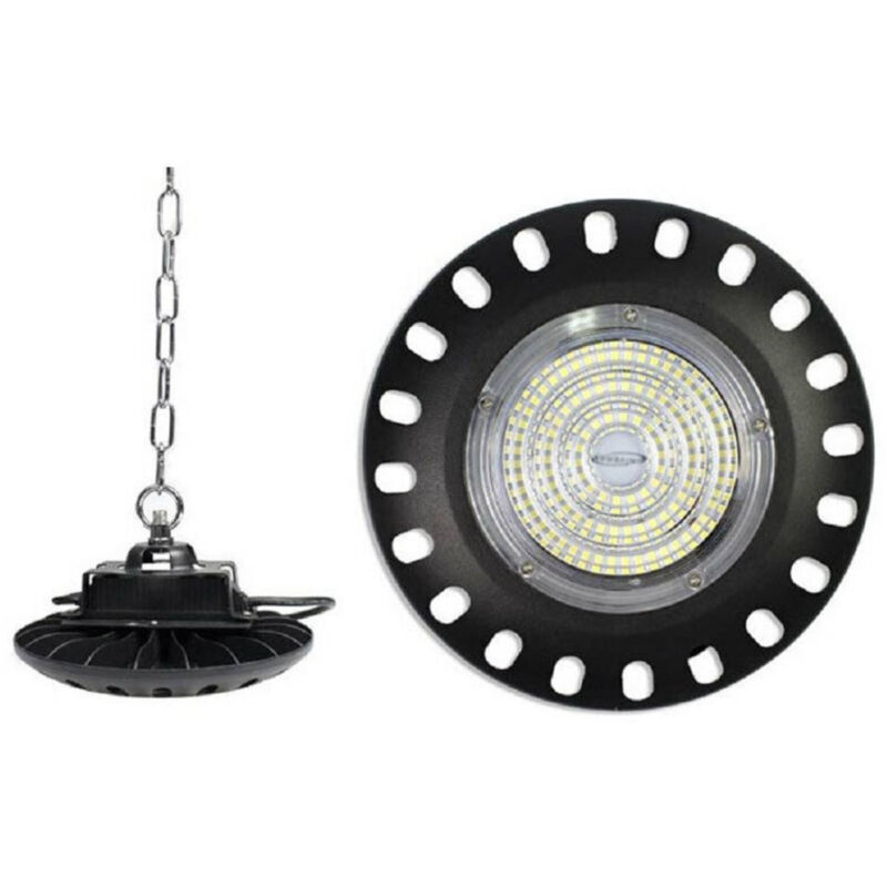 foto del prodotto trade shop traesio lampada led industriale a disco ufo catena 100w capannone luce 6500k f100w nf9 
