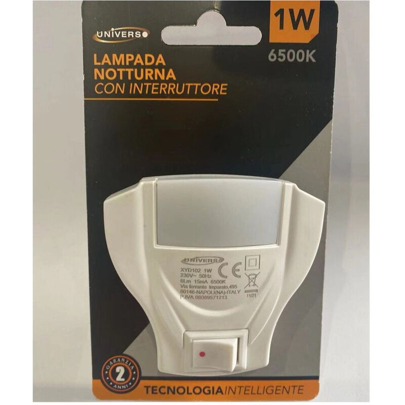 foto del prodotto trade shop traesio lampada led luce notturna con interruttore 1 w luce fredda 6500k 6lm ip20 xyd102 