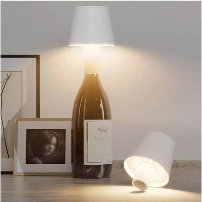 foto del prodotto trade shop traesio lampada led per bottiglia tappo tavolo touch dimmerabile 3 tonalit ricaricabile bianco