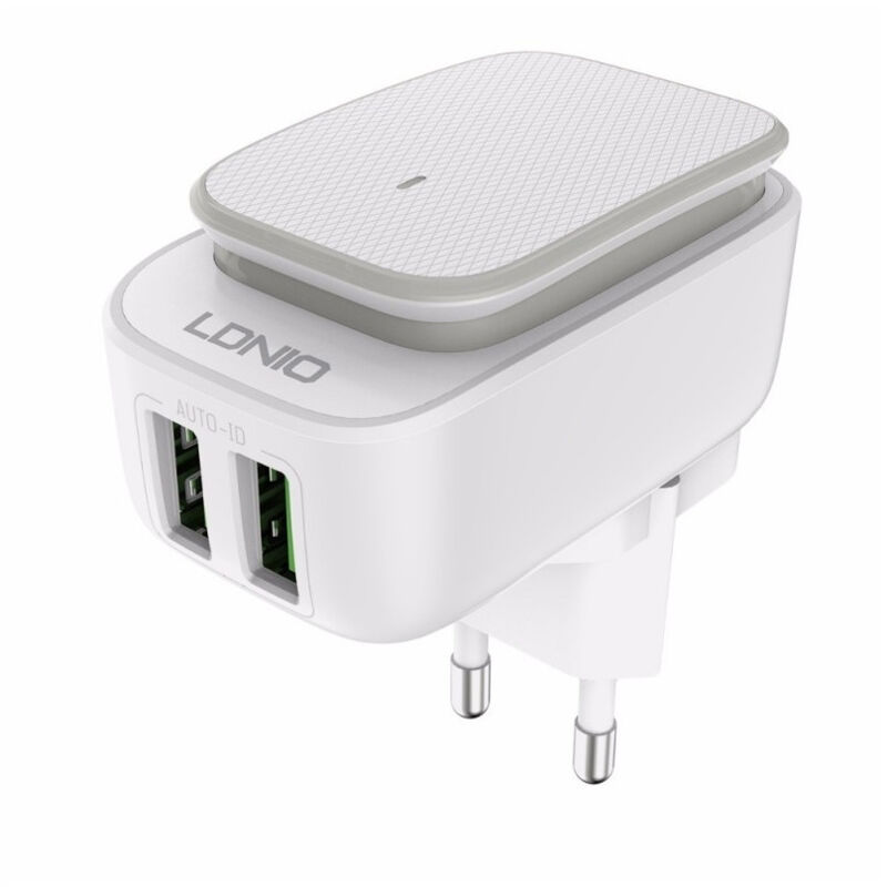 foto del prodotto trade shop traesio lampada led touch con caricabatterie 2 porte usb da viaggio per android samsung 