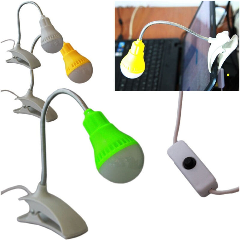 foto del prodotto trade shop traesio lampada luce a led con clip per pc notebook lettura usb flessibile orientabile 