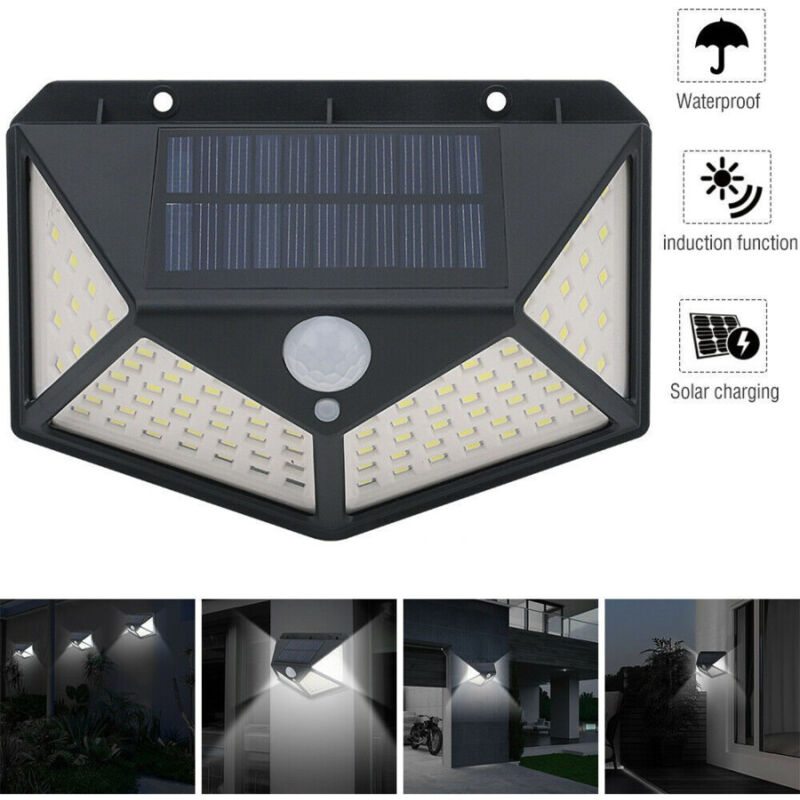 foto del prodotto trade shop traesio lampada luce faretto faro esterno energia solare 100 led sensore movimento 