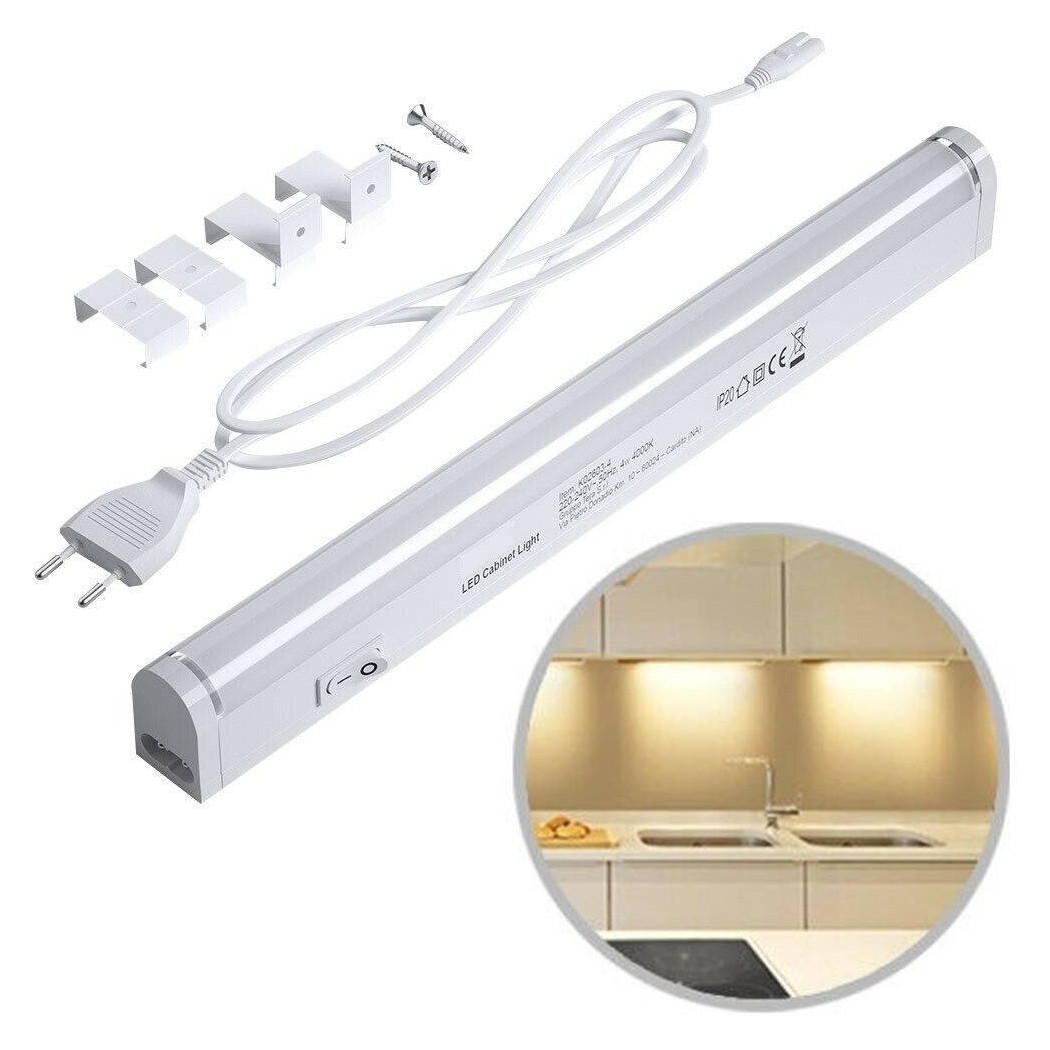 foto del prodotto trade shop traesio lampada luce sottopensile 30cm mobili cucina armadio barra led 330lm bianco bianco freddo 