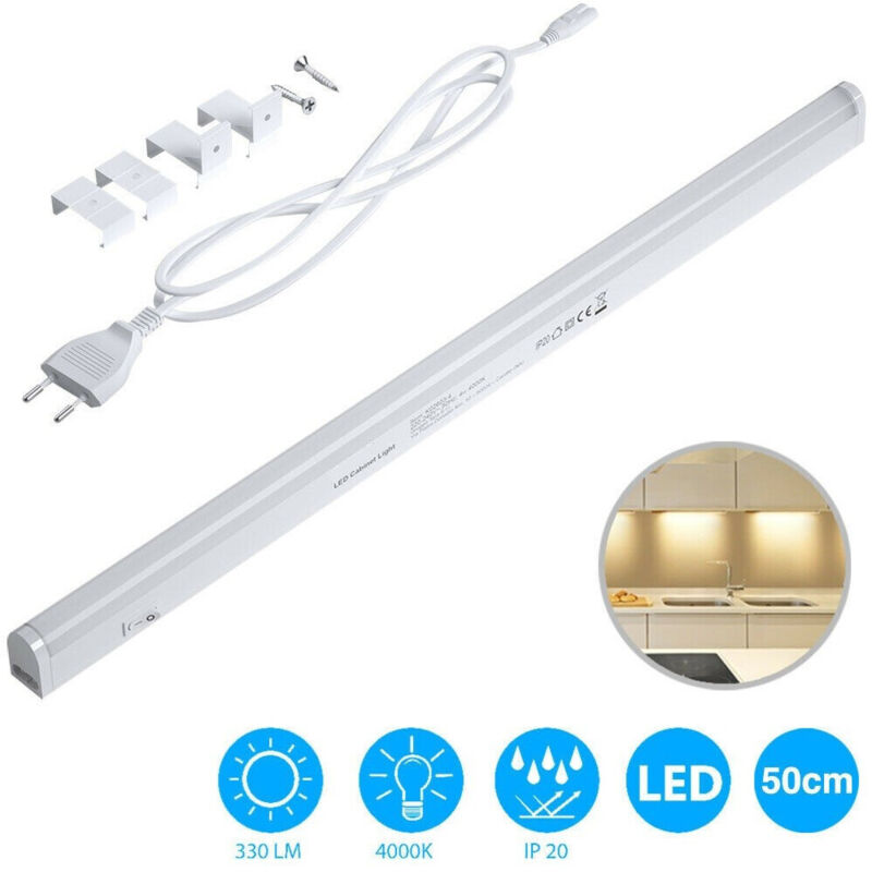foto del prodotto trade shop traesio lampada luce sottopensile 50cm mobili cucina armadio barra led 750lm bianco bianco caldo 