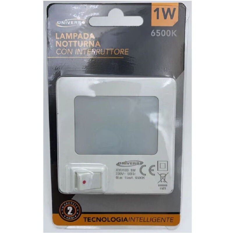 foto del prodotto trade shop traesio lampada notturna a led 1w luce fredda 6500k con interruttore punto luce xyd103 