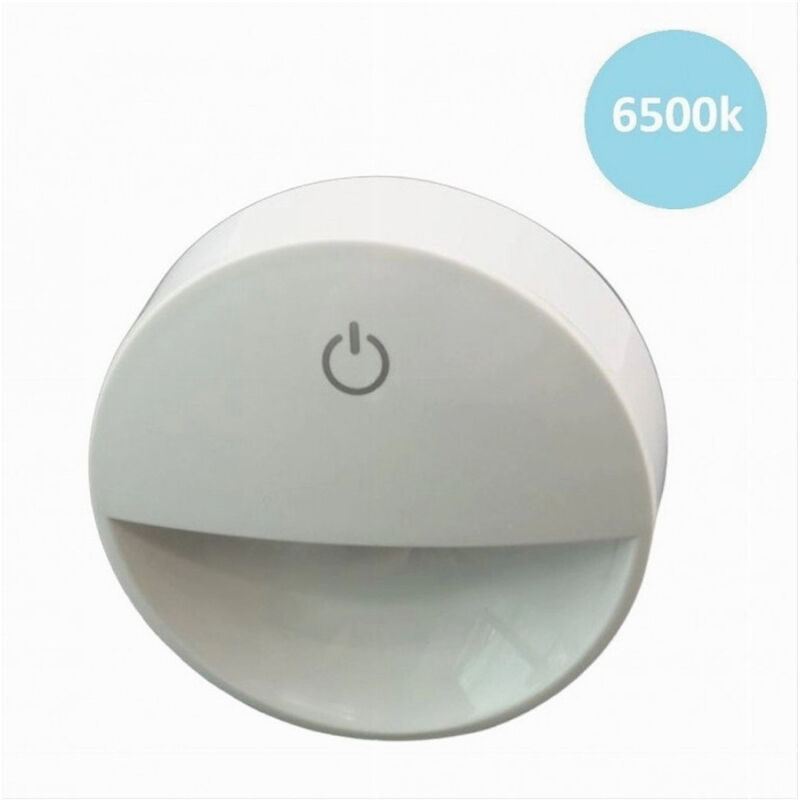 foto del prodotto trade shop traesio lampada notturna con spina accensione touch punto luce led tonda bianco xgcmd 001 bianco freddo 