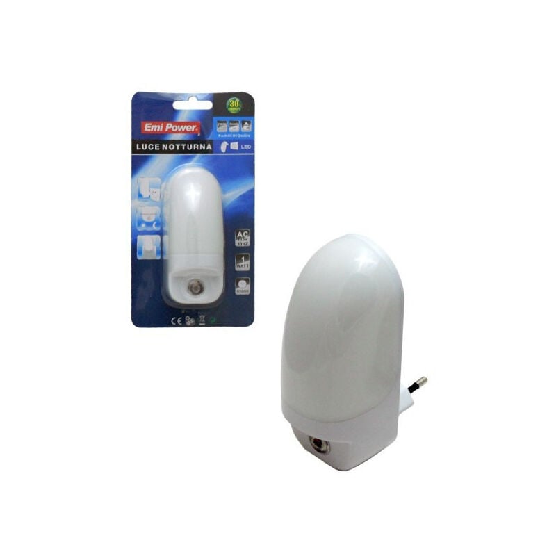 foto del prodotto trade shop traesio lampada notturna luce notte da 1w con interruttore on off 6000 h 7000 k fredda 