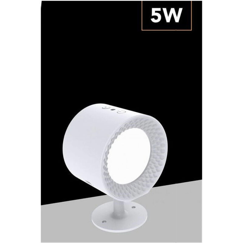 foto del prodotto trade shop traesio lampada parete led luce fronte retro ricarica usb 3 colori luce orientabile bd01 3c bianco
